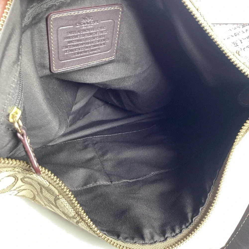 COACH HOBO BAG OUTLINE SIGNATURE CELESTE KHAKI TAN BROWN PURSE GUC - Picture 10 of 12